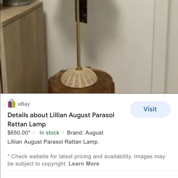🎉HP🎊 Two Lillian August rattan lamps - Picture 7 of 7